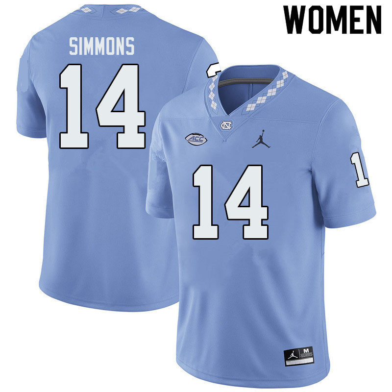 Jordan Brand Women #14 Emery Simmons North Carolina Tar Heels College Football Jerseys Sale-Blue